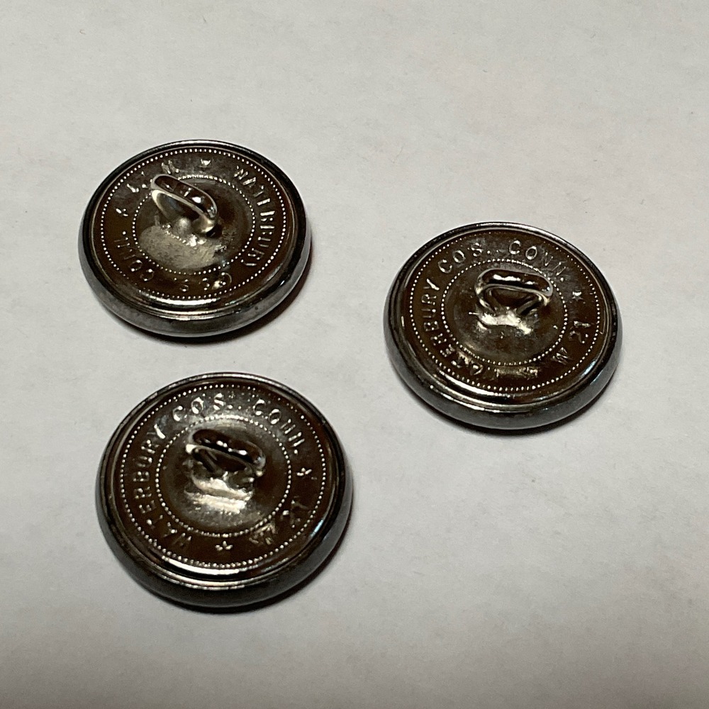 Waterbury Button Co Winged Star Military Buttons 3pc Silver Tone 0.75" Vintage - Picture 2 of 5